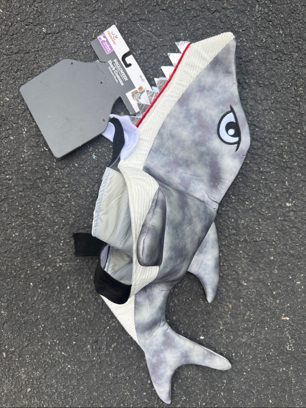 Shark Costume Hat with Fin and Teeth - Gray